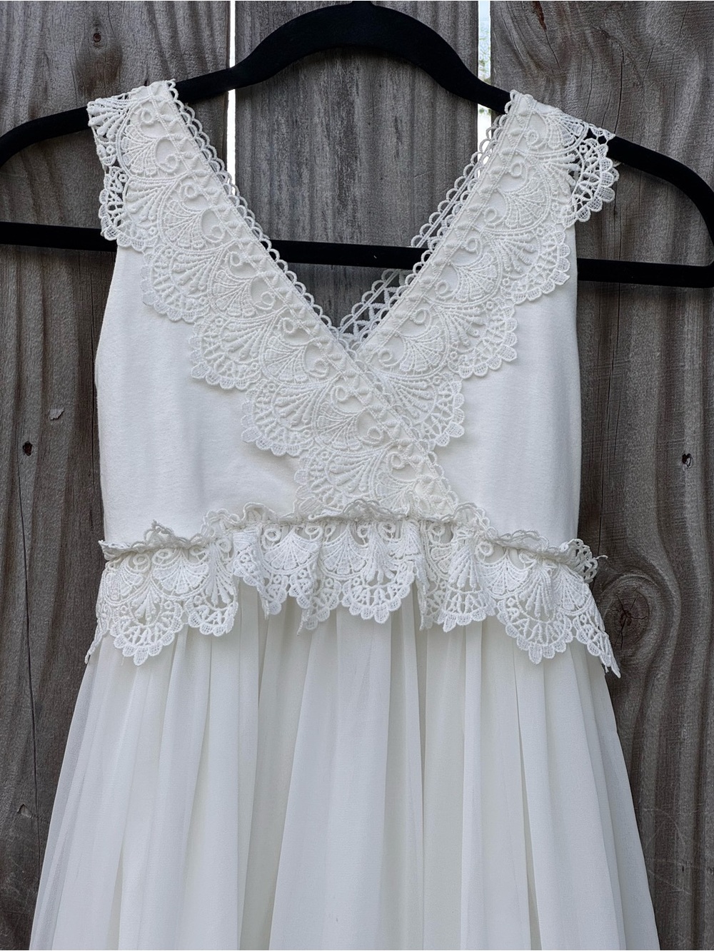Flower girl bohemian fairycore white lace maxi dress - Picture 3 of 7